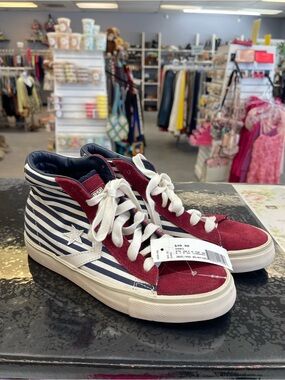 Converse High Top Sneakers in Red, Navy & White Stripe